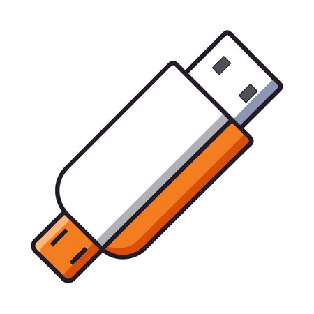 Orange and white USB flash drive storage icon