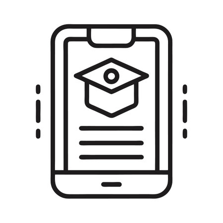 Online education app, mobile learning concept, graduation capのイラスト素材