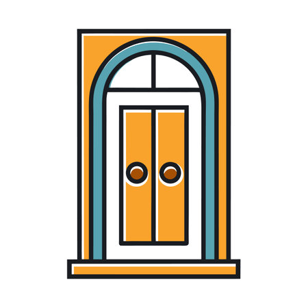 Arched double door vector illustration with vintage detailsのイラスト素材