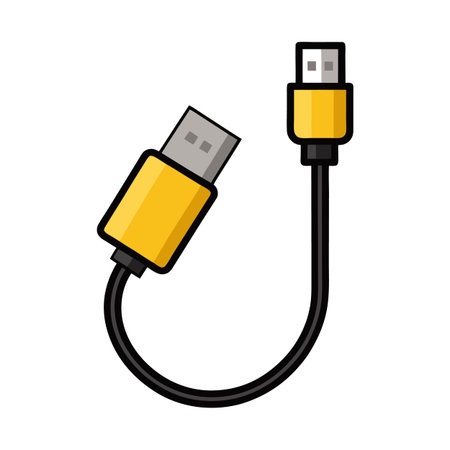 Illustration of yellow USB cable on white background