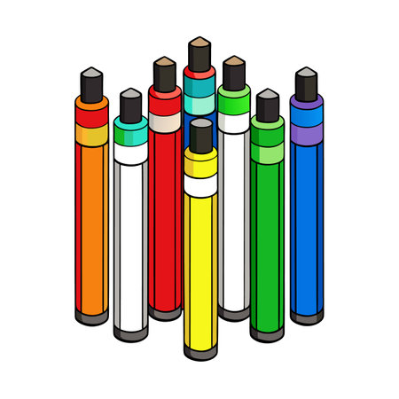 Isometric Colorful Markers and Pens Illustration Design Elementのイラスト素材