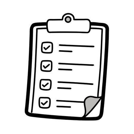 Completed Checklist Doodle: Black and White Task Managementのイラスト素材