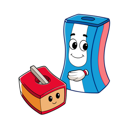Cartoon Glue and Eraser: Happy School Supplies Friendsのイラスト素材