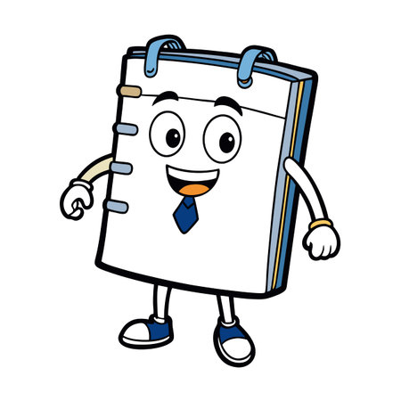Happy Cartoon Calendar Mascot with Tie and Shoesのイラスト素材