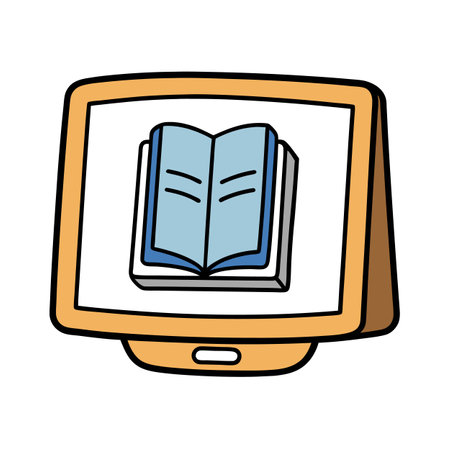 E-learning concept: Book on computer screen illustrationのイラスト素材