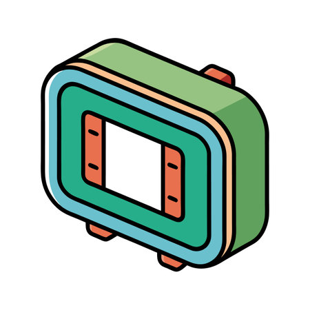 Isometric Retro Tech Device Illustration with Bold Outlinesのイラスト素材