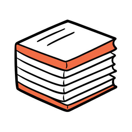 Stack of books illustration with white pages and orangeのイラスト素材