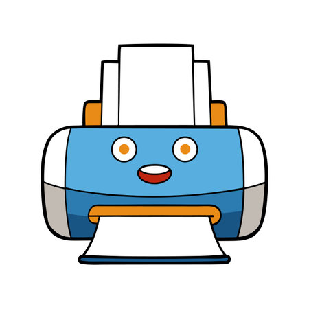Cute Cartoon Printer Character Printing Documentsのイラスト素材