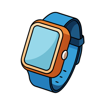 Cartoon Smartwatch with Blue Band and Orange Bezelのイラスト素材