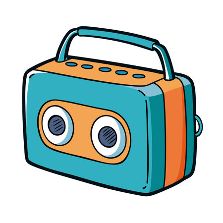 Cartoon Illustration of a Portable Bluetooth Speakerのイラスト素材