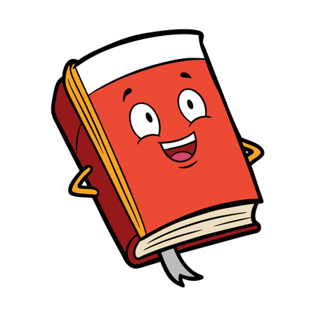 Cartoon Book Character with Happy Face Illustrationのイラスト素材