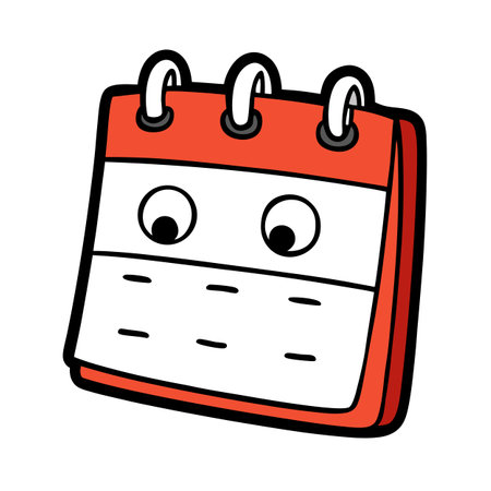 Cartoon calendar with eyes, event reminder, and schedulerのイラスト素材