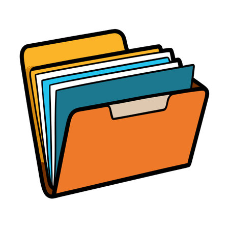 Folder icon with papers, office organization symbol