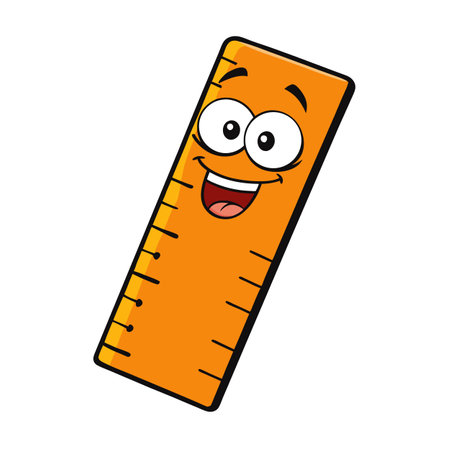 Smiling Cartoon Ruler Vector Character Illustration on Whiteのイラスト素材
