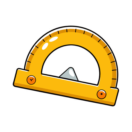 Yellow protractor illustration, mathematics tool for angle measurementのイラスト素材
