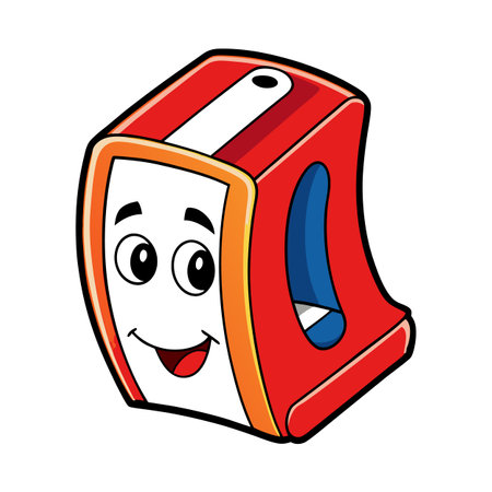 Smiling Cartoon Pencil Sharpener Illustration for Educational Purposesのイラスト素材
