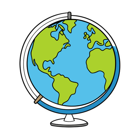 Cartoon Globe of Earth on Stand Illustrationのイラスト素材