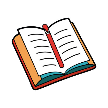 Open book with pen - back to school illustrationのイラスト素材