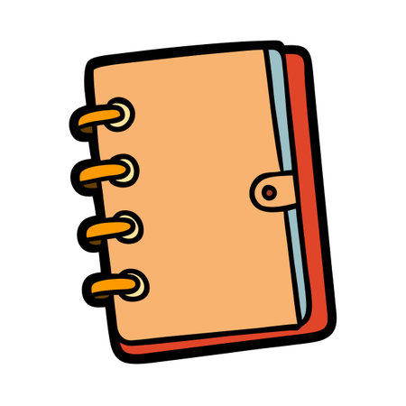 Spiral Bound Notebook Vector Illustration in Orange and Blackのイラスト素材