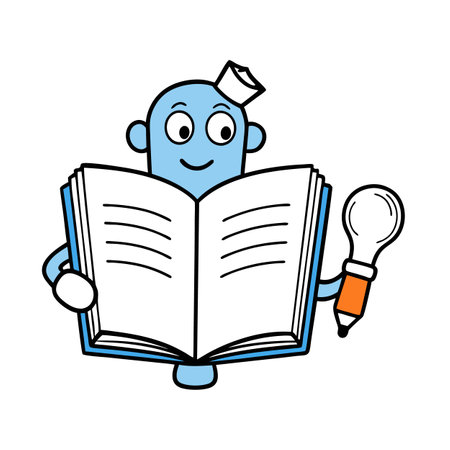 Smart cartoon character reading book with bright ideaのイラスト素材