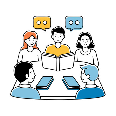 Reading Group Discussion: Diverse People Discussing Books Togetherのイラスト素材