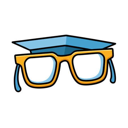 Funny eyeglasses with graduation cap cartoon illustrationのイラスト素材