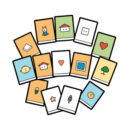 Colorful Memory Game Cards in Circle Illustration Styleのイラスト素材