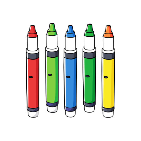 Colorful crayon set, drawing supplies for kidsのイラスト素材