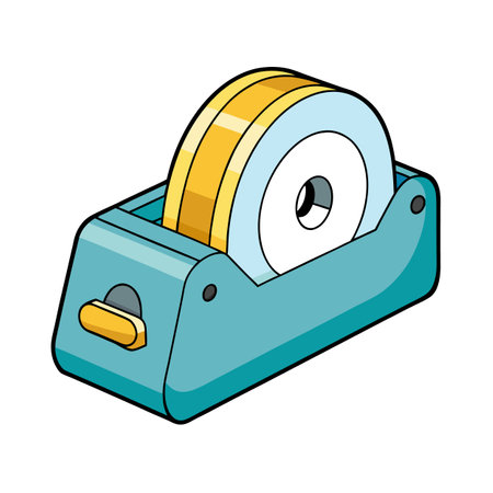 Cartoon tape dispenser with masking tape roll illustrationのイラスト素材