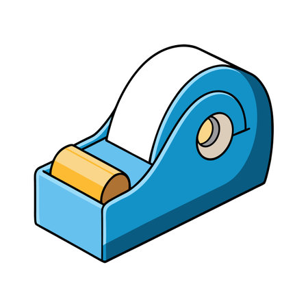 Blue Tape Dispenser Cartoon Illustration with White Tapeのイラスト素材