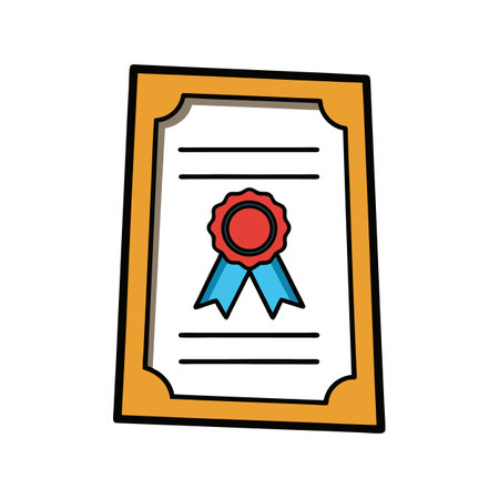 Cartoon Certificate with Ribbon, Achievement or Award Graphicのイラスト素材