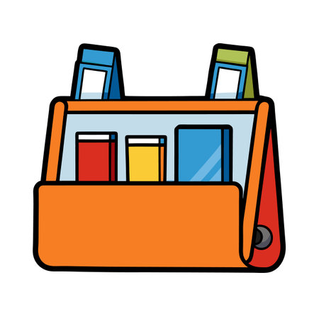 Cartoon Colorful Books and Magazines in a Display Rackのイラスト素材