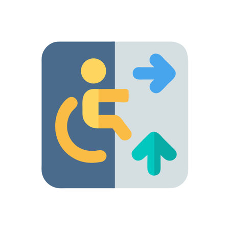 Accessible elevator sign with wheelchair symbol and directionsのイラスト素材