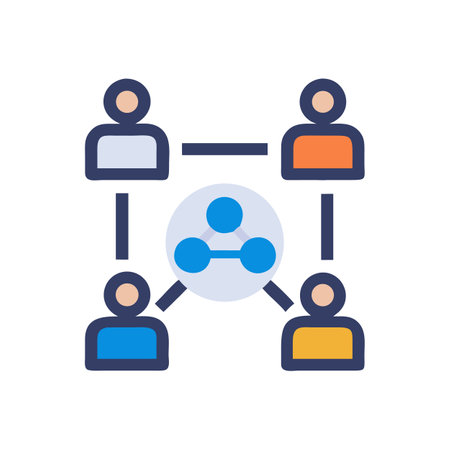 People connecting through communication network, teamwork, connection conceptのイラスト素材
