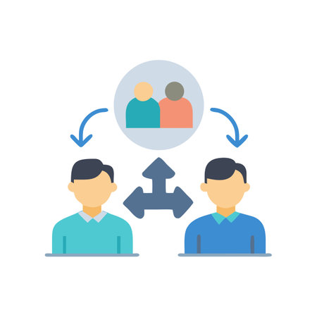 Teamwork and collaboration, diverse group working together with arrowsのイラスト素材