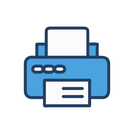 Blue printer icon vector illustration on black background