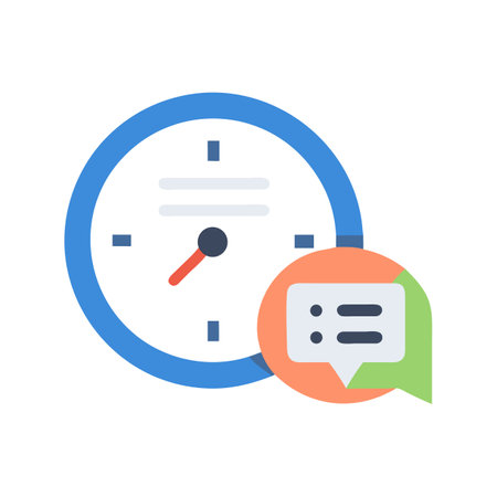 Scheduled Communication: Clock Icon with Speech Bubble Illustrationのイラスト素材