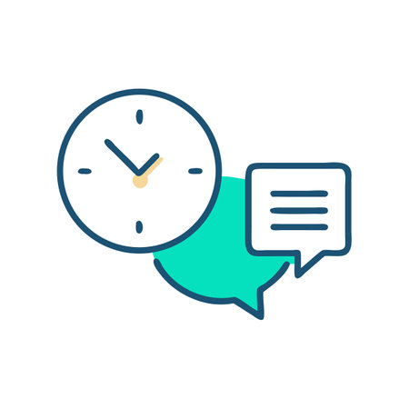 Appointment reminder icon with clock and chat bubbleのイラスト素材