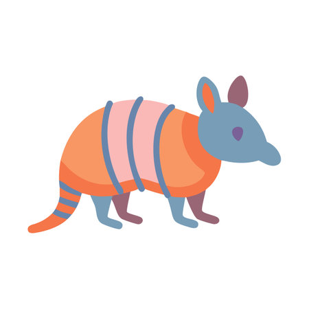 Cartoon Armadillo Animal Illustration on Isolated Black Backgroundのイラスト素材