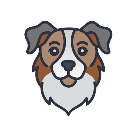 Cartoon Australian Shepherd Dog Head Vector Illustrationのイラスト素材
