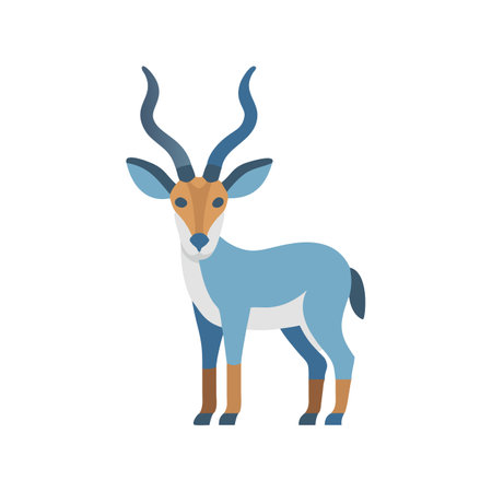 Elegant Kudu Illustration: Animal Portrait with Long Hornsのイラスト素材
