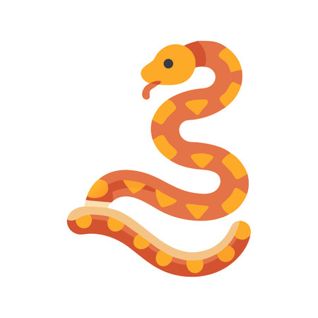 Cute Cartoon Snake Vector Illustration on Black Backgroundのイラスト素材