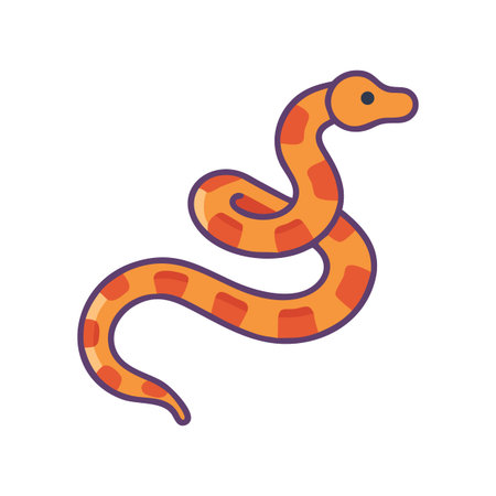 Cartoon Orange Snake Illustration on Isolated Black Background