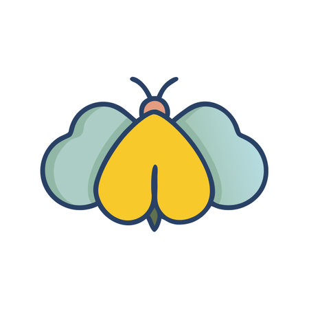 Cute Cartoon Butterfly Icon Illustration on a Black Backgroundのイラスト素材