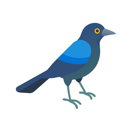 Bluebird isolated vector cartoon illustration on black backgroundのイラスト素材