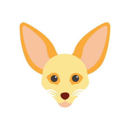 Fennec fox cute vector illustration on a black backgroundのイラスト素材