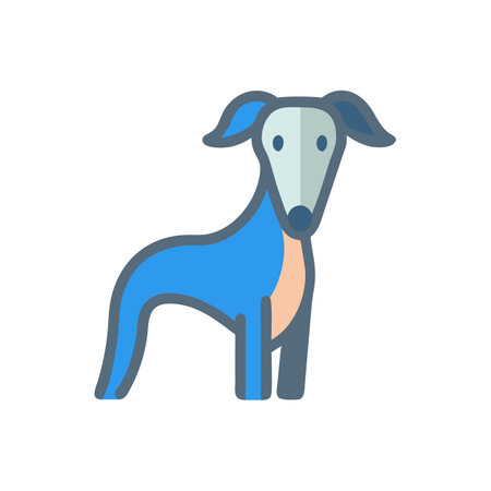 Cartoon blue greyhound dog vector illustration on blackのイラスト素材