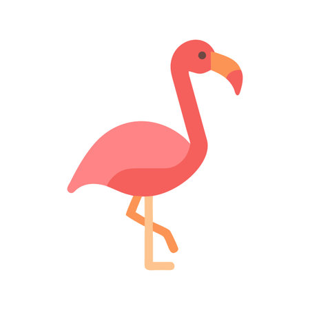 Pink flamingo cartoon vector illustration on black backgroundのイラスト素材