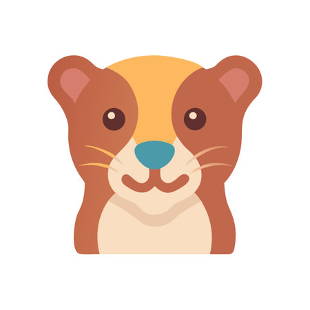 Cute Cartoon Ferret Illustration on Black Background Graphicのイラスト素材