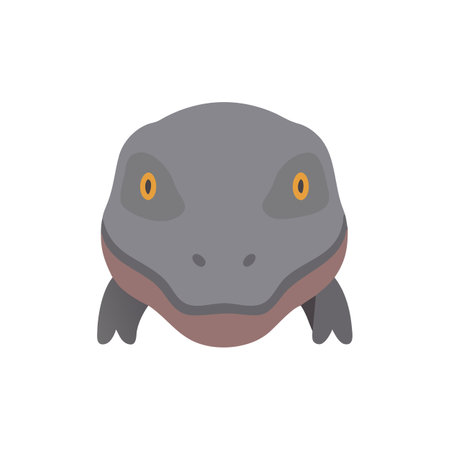 Cute Cartoon Dinosaur Face Illustration Isolated On Blackのイラスト素材